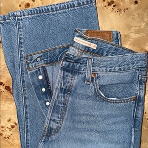 LEVIS RIBCAGE STRAIGHT ANKLE 28wx29L light medium blue Levi’s premium jeans